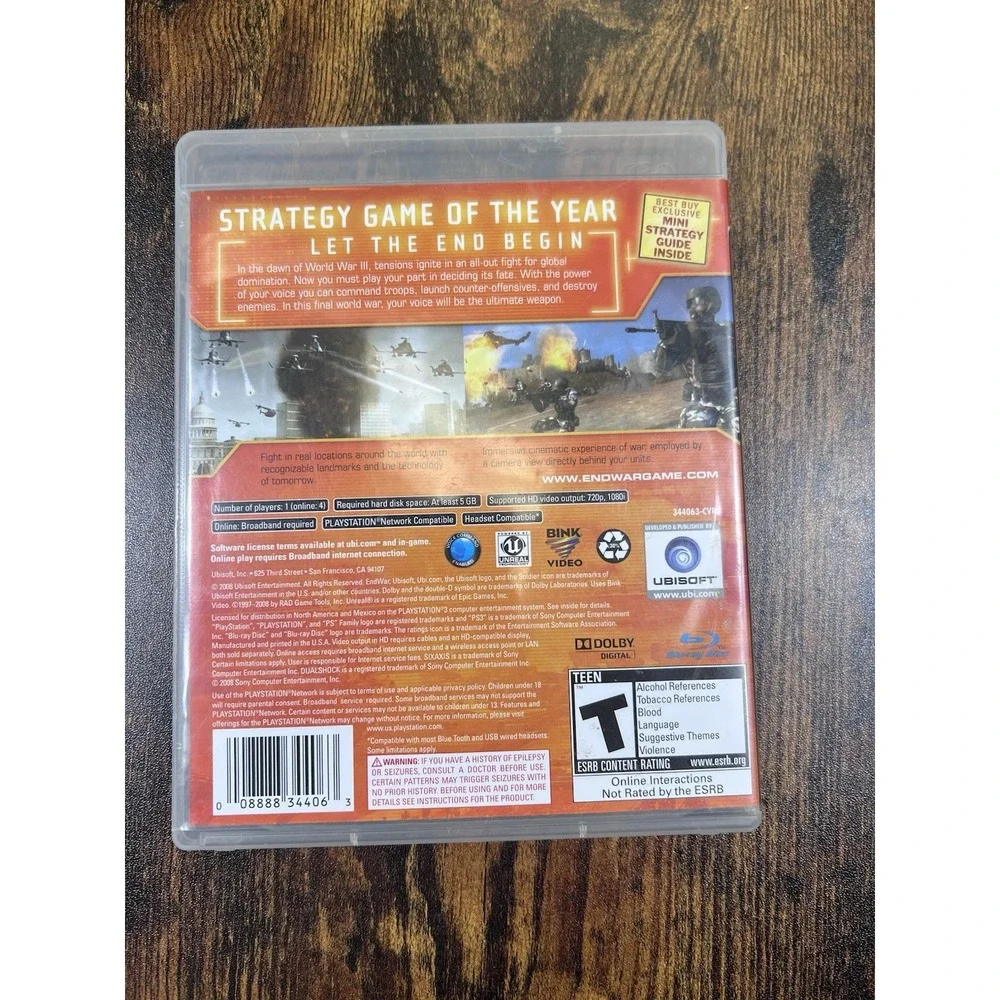 Tom Clancy's EndWar (Sony PlayStation 3, PS3 2008) Complete